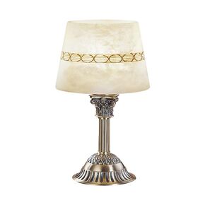 CLASSIC LAMPS < ITALIAN POSSONI > TABLE LAMPS >ANTIQUE BRASS FINISH TABLE LAMP WITH ALABASTER - TABLE LAMPS
