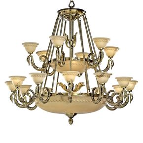 ΚΛΑΣΙΚΆ ΦΩΤΙΣΤΙΚΆ < ΙΤΑΛΙΚΆ POSSONI >   ANTIQUE BRASS CHANDELIER WITH ALABASTER FINISH  008    27XMAX28W E14 - ΚΡΕΜΑΣΤΆ ΦΩΤΙΣΤΙΚΆ