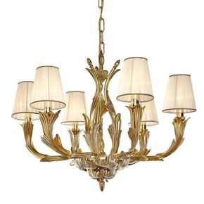 ΚΛΑΣΙΚΆ ΦΩΤΙΣΤΙΚΆ < ΙΤΑΛΙΚΆ POSSONI >   FRENCH GOLD CHANDELIER WITH ORGANZA PLEATED SHADES FINISH  002    6XMAX42W E14 - ΚΡΕΜΑΣΤΆ ΦΩΤΙΣΤΙΚΆ