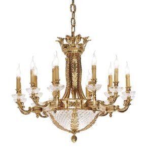 CLASSIC LIGHTING < ITALIAN POSSONI > CEILING PENDANTS > SHADED GOLD PLATED CHANDELIER WITH CRYSTAL - PENDANT LIGHTS