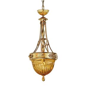 ΚΛΑΣΙΚΆ ΦΩΤΙΣΤΙΚΆ < ΙΤΑΛΙΚΆ POSSONI >   SHADED GOLD PLATED PENDANT WITH AMBER CRYSTAL FINISH  079    5XMAX42W E14 - ΚΡΕΜΑΣΤΆ ΦΩΤΙΣΤΙΚΆ