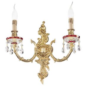 ΚΛΑΣΙΚΆ ΦΩΤΙΣΤΙΚΆ < ΙΤΑΛΙΚΆ POSSONI >   SHADED GOLD PLATED FINISH WALL LIGHT WITH RED CRYSTAL AND SCHOELER DROPS FINISH  079    2XMAX42W E14 - ΤΟΊΧΟΥ ΦΩΤΙΣΤΙΚΆ 