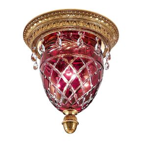 ΚΛΑΣΙΚΆ ΦΩΤΙΣΤΙΚΆ < ΙΤΑΛΙΚΆ POSSONI >   SHADED GOLD PLATED FINISH CEILING LIGHT RED CRYSTAL AND SCHOELER DROPS FINISH  079    3XMAX28W E14 - ΟΡΟΦΉΣ ΦΩΤΙΣΤΙΚΆ 
