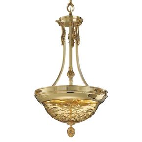 CLASSIC LIGHTING < ITALIAN POSSONI > CEILING PENDANTS > SHADED GOLD PLATED FINISH CHANDELIER WITH AMBER CRYSTAL - PENDANT LIGHTS