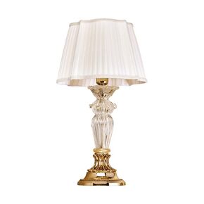 CLASSIC LAMPS < ITALIAN POSSONI > TABLE LAMPS >TABLE LAMP WITH GLASS AND PLEATED SILK SHADE - ΕΠΙΤΡΑΠΈΖΙΑ ΦΩΤΙΣΤΙΚΆ