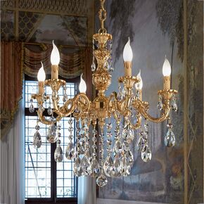 ΚΛΑΣΙΚΆ ΦΩΤΙΣΤΙΚΆ < ΙΤΑΛΙΚΆ POSSONI >   FRENCH GOLD FINISH CHANDELIER WITH PEAR SHAPE SCHOELER CRYSTAL FINISH  002    6XMAX42W E14 - ΚΡΕΜΑΣΤΆ ΦΩΤΙΣΤΙΚΆ