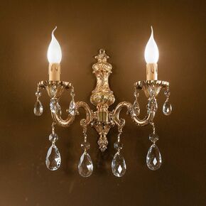 CLASSIC LIGHTING < ITALIAN POSSONI > WALL SCONCES >FRENCH GOLD WALL LIGHT WITH PEAR SHAPE SCHOELER - WALL LIGHTS