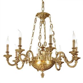 CLASSIC LIGHTING < ITALIAN POSSONI > CEILING PENDANTS > SHADED GOLD PLATED FINISH CHANDELIER WITH AMBER CRYSTAL - PENDANT LIGHTS