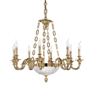 ΚΛΑΣΙΚΆ ΦΩΤΙΣΤΙΚΆ < ΙΤΑΛΙΚΆ POSSONI >   FRENCH GOLD FINISH CHANDELIER WITH HAND CUT SATIN GLASS FINISH  002    8XMAX42W + 2XMAX28W E14 - ΚΡΕΜΑΣΤΆ ΦΩΤΙΣΤΙΚΆ