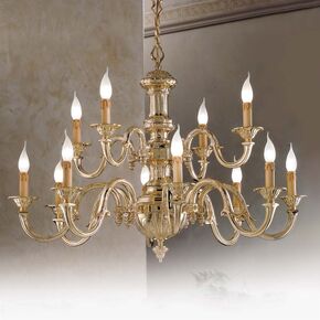 ΚΛΑΣΙΚΆ ΦΩΤΙΣΤΙΚΆ < ΙΤΑΛΙΚΆ POSSONI >   POLISH BRASS FINISH CHANDELIER FINISH  007    15XMAX42W E14 - ΚΡΕΜΑΣΤΆ ΦΩΤΙΣΤΙΚΆ