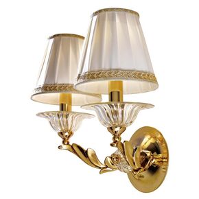 ΚΛΑΣΙΚΆ ΦΩΤΙΣΤΙΚΆ < ΙΤΑΛΙΚΆ POSSONI >   WALL LIGHT WITH CLEAR CRYSTAL WITH GOLD AND SILK SHADES FINISH  079-008    2XMAX42W E14 - ΤΟΊΧΟΥ ΦΩΤΙΣΤΙΚΆ 