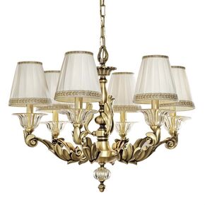 ΚΛΑΣΙΚΆ ΦΩΤΙΣΤΙΚΆ < ΙΤΑΛΙΚΆ POSSONI >   CHANDELIER WITH CLEAR CRYSTAL WITH GOLD AND SILK SHADES FINISH  079-008    6XMAX42W E14 - ΚΡΕΜΑΣΤΆ ΦΩΤΙΣΤΙΚΆ
