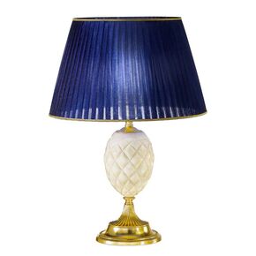 CLASSIC LAMPS < ITALIAN POSSONI > TABLE LAMPS >SATIN GOLD PLATED FINISH TABLE LAMP WITH ALABASTER AND ORGANZA SHADE - ΕΠΙΤΡΑΠΈΖΙΑ ΦΩΤΙΣΤΙΚΆ