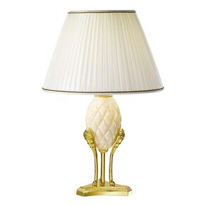 CLASSIC LAMPS < ITALIAN POSSONI > TABLE LAMPS >GOLD PLATED FINISH TABLE LAMP WITH ALABASTER AND PLEATED SILK SHADE - ΕΠΙΤΡΑΠΈΖΙΑ ΦΩΤΙΣΤΙΚΆ
