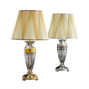 CLASSIC LAMPS < ITALIAN POSSONI > TABLE LAMPS >TABLE LAMP WITH CRYSTAL AND PLEATED SILK SHADE - ΕΠΙΤΡΑΠΈΖΙΑ ΦΩΤΙΣΤΙΚΆ