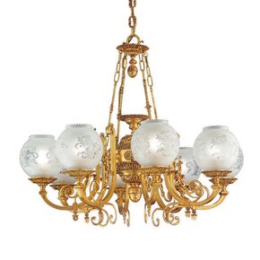 ΚΛΑΣΙΚΆ ΦΩΤΙΣΤΙΚΆ < ΙΤΑΛΙΚΆ POSSONI >   SATIN FRENCH GOLD FINISH CHANDELIER WITH GLASS FINISH  041    6XMAX42W E14 - ΚΡΕΜΑΣΤΆ ΦΩΤΙΣΤΙΚΆ
