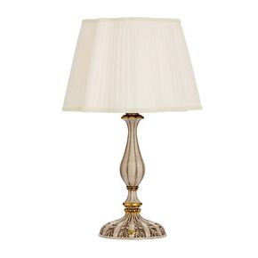 CLASSIC LAMPS < ITALIAN POSSONI > TABLE LAMPS >ANTIQUE WHITE AND GOLD FINISH TABLE LAMP WITH PLEATED SILK SHADE - ΕΠΙΤΡΑΠΈΖΙΑ ΦΩΤΙΣΤΙΚΆ