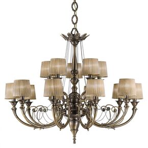 ΚΛΑΣΙΚΆ ΦΩΤΙΣΤΙΚΆ < ΙΤΑΛΙΚΆ POSSONI >   ANTIQUE BRONZE FINISH CHANDELIER WITH ORGANZA SHADES FINISH  032    15XMAX42W E14 - ΚΡΕΜΑΣΤΆ ΦΩΤΙΣΤΙΚΆ