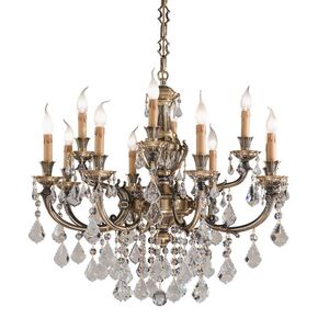 ΚΛΑΣΙΚΆ ΦΩΤΙΣΤΙΚΆ < ΙΤΑΛΙΚΆ POSSONI >   ANTIQUE BRASS CHANDELIER WITH PENDELOQUES SCHOELER FINISH  008    12XMAX42W E14 - ΚΡΕΜΑΣΤΆ ΦΩΤΙΣΤΙΚΆ