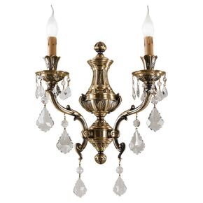 CLASSIC LIGHTING < ITALIAN POSSONI > WALL SCONCES >ANTIQUE BRASS FINISH WALL LIGHT WITH SCHOELER CRYSTAL - WALL LIGHTS