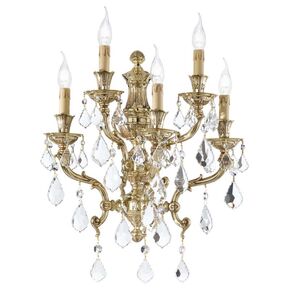 CLASSIC LIGHTING < ITALIAN POSSONI > WALL SCONCES >FRENCH GOLD FINISH WALL LIGHT WITH PENDELOQUES SCHOELER CRYSTAL - WALL LIGHTS