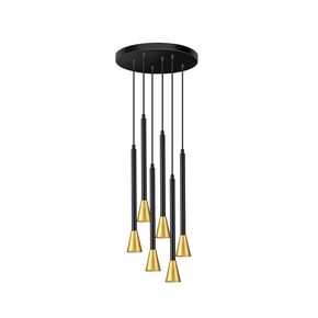 01164 ROUND SEXTUPLE BLACK/GOLD - MODERN LIGHTING