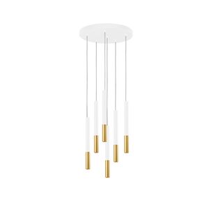 09711 ROUND 6-LIGHTS WHITE/GOLD - MODERN LIGHTING