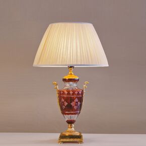 ΕΠΙΤΡΑΠΈΖΙΟ ΦΩΤΙΣΤΙΚΌ <LAUDARTE ΙΤΑΛΙΑΣ> ΑΠΌ ΧΆΛΚΙΝΟ ΧΥΤΌ 24 ΚΑΡΑΤΊΩΝ ΓΑΛΛΙΚΌ ΕΠΊΧΡΥΣΟ , ΚΡΥΣΤΆΛΛΙΝΟ ΣΏΜΑ ΜΕ ΚΌΚΚΙΝΗ ΣΤΡΏΣΗ. - ΕΠΙΤΡΑΠΈΖΙΕΣ ΛΆΜΠΕΣ