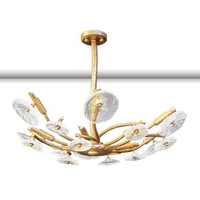 NATURAL BRASS CHANDELIER WITH GLASSES 12XMAX42W G9  DIAM.80-H.60 CM - ΚΛΑΣΙΚΆ ΦΩΤΙΣΤΙΚΆ