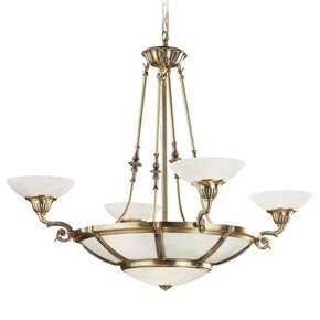 ANTIQUE BRASS FINISH CHANDELIER WITH OPAL OR ONYX GLASS - CLASSIC LIGHTING
