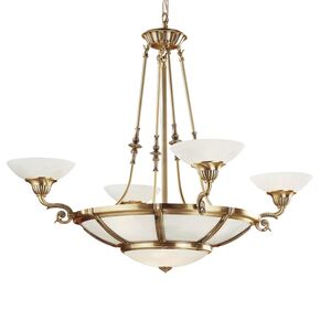 ANTIQUE BRASS FINISH CHANDELIER WITH OPAL OR ONYX GLASS - CLASSIC LIGHTING