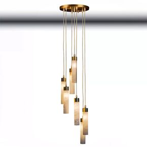 LIGHT ANTIQUE BRASS FINISH CHANDELIER WITH ALABASTER 1XMAX4WLED G9  DIAM.12-H.120 CM - ΚΛΑΣΙΚΆ ΦΩΤΙΣΤΙΚΆ