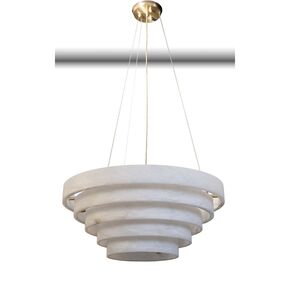 LIGHT ANTIQUE BRASS FINISH CHANDELIER WITH ALABASTER 7XMAX42W E14 DIAM.70-H.132 CM - PENDANT LIGHTS