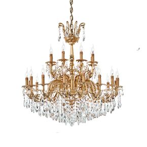 SANDED GOLD PLATED CHANDELIER WITH SCHOLER CRYSTAL 24XMAX 42W E14 DIAM.100 CM H. 130 CM - ΚΛΑΣΙΚΆ ΦΩΤΙΣΤΙΚΆ