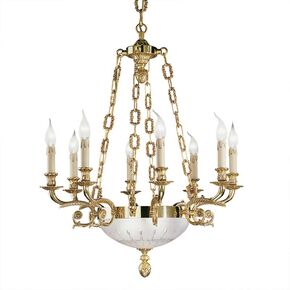 FRENCH GOLD FINISH CHANDELIER WITH HAND CUT SATIN GLASS - ΚΛΑΣΙΚΆ ΦΩΤΙΣΤΙΚΆ