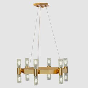 SATIN GOLD PLATED FINISH CHANDELIER WITH HANDCARVED CRYSTAL  DIAM.65-H.95 CM   12XG9 - ΚΛΑΣΙΚΆ ΦΩΤΙΣΤΙΚΆ
