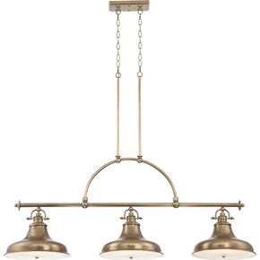 EMERY 3 LIGHT ISLAND CHANDELIER - WEATHERED BRASS QUOIZEL GENERAL 2 YEAR GUARANTEE - ΚΡΕΜΑΣΤΆ ΦΩΤΙΣΤΙΚΆ
