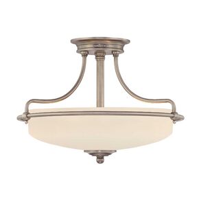 GRIFFIN 3 LIGHT SEMI-FLUSH - ANTIQUE NICKEL QUOIZEL GENERAL 2 YEAR GUARANTEE - ΟΡΟΦΉΣ ΦΩΤΙΣΤΙΚΆ 