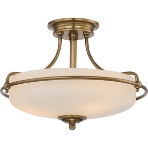 GRIFFIN 3 LIGHT SEMI-FLUSH - WEATHERED BRASS QUOIZEL GENERAL 2 YEAR GUARANTEE - ΟΡΟΦΉΣ ΦΩΤΙΣΤΙΚΆ 