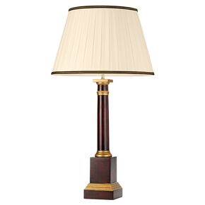LOUVIERS 1 LIGHT TABLE LAMP WITH TALL EMPIRE SHADE - OXBLOOD AND GOLD WITH IVORY WITH BLACK AND GOLD TRIM SHADE ELSTEAD LIGHTING - TABLE LAMPS