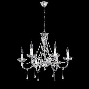 ΚΡΕΑΜΑΣΤΌ ΦΩΤΙΣΤΙΚΌ  ΧΡΏΜΙΟ CHROME METAL - TRANSPARENT CRYSTAL AND MURANO PENDANTS Ø 70 H 55 • 6 Χ E14 - PENDANT LIGHTS
