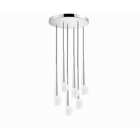 01392 ROUND 6-LIGHTS SILVER - PENDANT LIGHTS