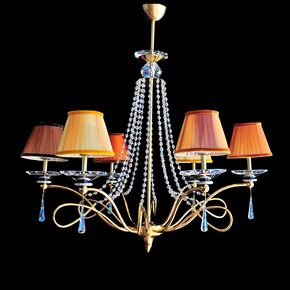 NEOCLASSICAL HANDMADE LIGHTING > MINIMAL DITS > PENDANT VICTORIA 6Φ GOLD SWAROVSKI CRYSTALS - ΚΡΕΜΑΣΤΆ ΦΩΤΙΣΤΙΚΆ