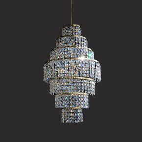 NEOCLASSICAL HANDMADE LIGHTING > MINIMAL DITS > PENDANT ZIC-N MULTI-LIGHT CYLINDER FLAT SWAROVSKI CRYSTALS - ΚΡΕΜΑΣΤΆ ΦΩΤΙΣΤΙΚΆ