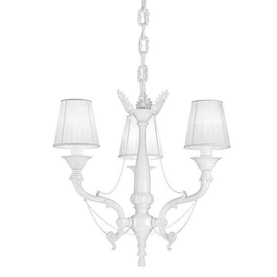 ΚΛΑΣΙΚΆ ΦΩΤΙΣΤΙΚΆ < ΙΤΑΛΙΚΆ POSSONI >   WHITE LACQUERED FINISH CHANDELIER WITH SHADES FINISH  022    3XMAX42W E14 - ΚΡΕΜΑΣΤΆ ΦΩΤΙΣΤΙΚΆ