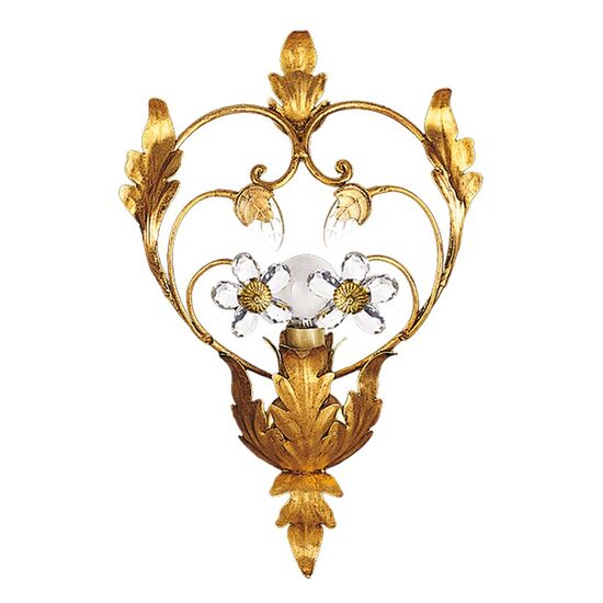 F2-1051-1 > WALL SCONCES GOLD WITH PATINA AND COLOUR TABACCO WITH GLASS