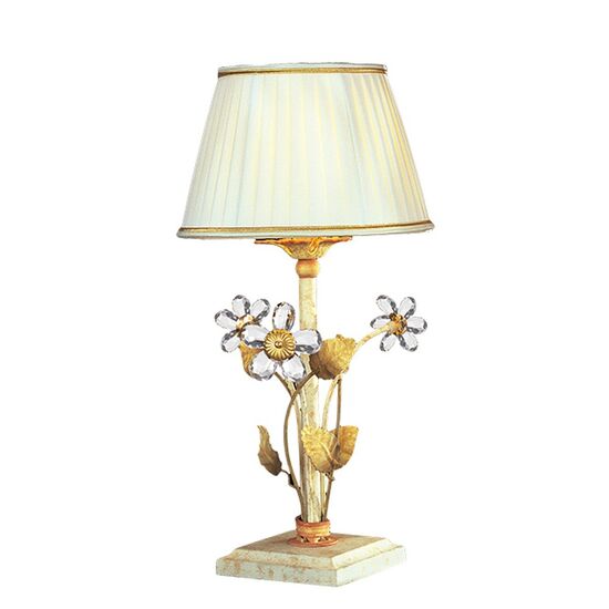 F2-1162-1 > TABLE LAMPS AVORIO AUTUNNO WITH MURANO GLASS FLOWERS WITH SHADE