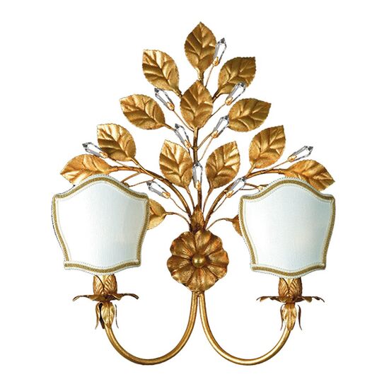 F2-1186-2 > WALL SCONCES GOLD ANTICO AND SWAROVSKI STRASS WITH SHADE