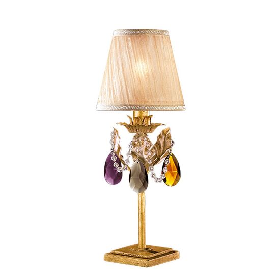 F2-3172-1 > TABLE LAMPS GOLD AND SILVER ANTICO WITH BOEMIA CRYSTAL WITH SHADE