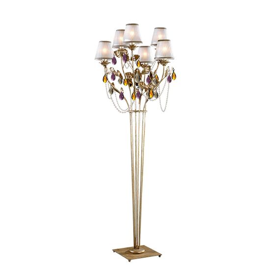 F2-3173-6 > FLOOR LAMPS GOLD AND SILVER ANTICO WITH BOEMIA CRYSTAL WITH SHADES